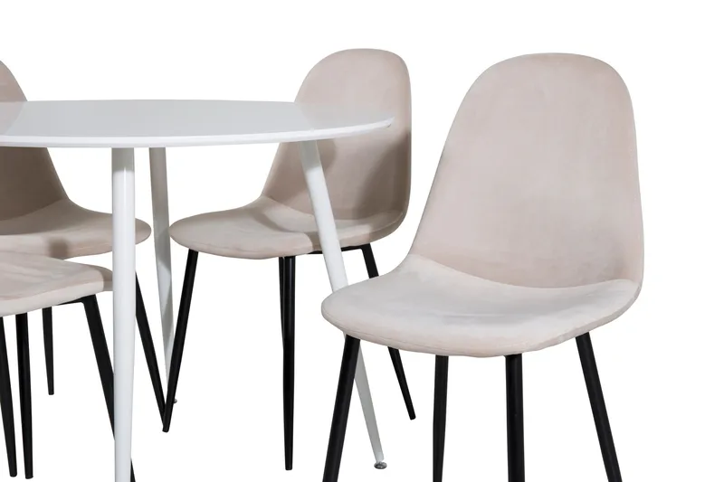 Ridones Spisegruppe 100 cm Rund inkl. 4 Pontus Stoler - Hvit/Svart/Beige - Møbler - Bord - Spisegruppe
