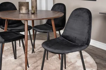 Ridones Spisegruppe 100 cm Rund inkl. 4 Pontus Stoler - Brun/Svart - Møbler - Bord - Spisegruppe