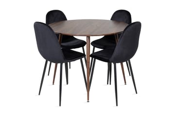 Ridones Spisegruppe 100 cm Rund inkl. 4 Pontus Stoler - Brun/Svart - Møbler - Bord - Spisegruppe