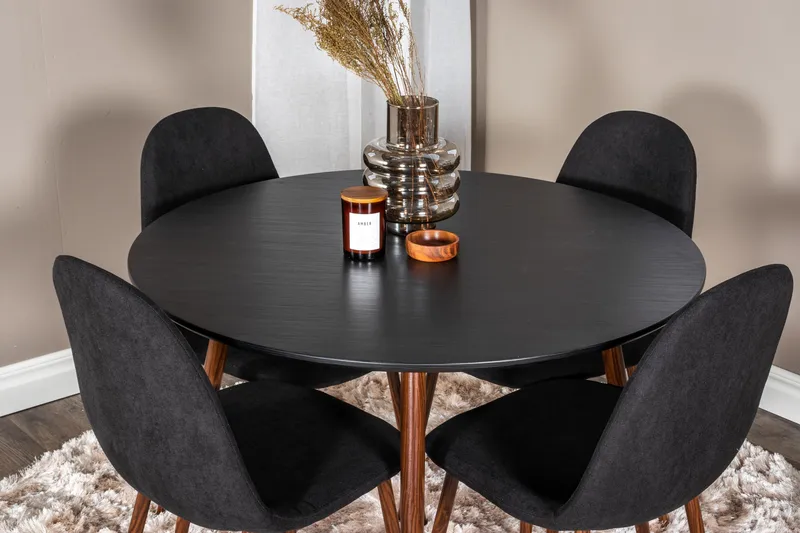Ridones Spisegruppe inkl. 4 Ypas Stoler - Svart/Brun - Møbler - Bord - Spisegruppe