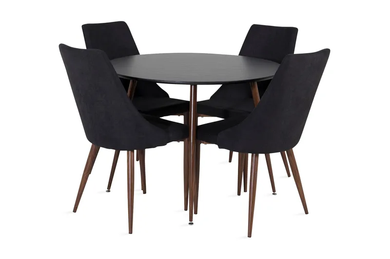 Ridones Spisegruppe Rundt inkl. 4 Campomar Stoler, Svart/Brun