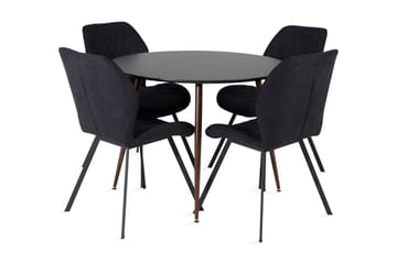 Ridones Spisegruppe Rundt inkl. 4 Sumoas Stoler - Svart/Brun - Møbler - Bord - Spisegruppe
