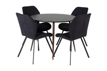 Ridones Spisegruppe Rundt inkl. 4 Sumoas Stoler - Svart/Brun - Møbler - Bord - Spisegruppe