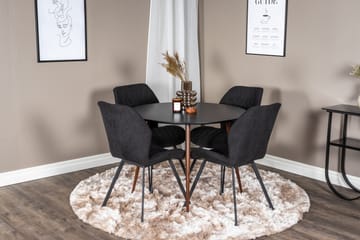 Ridones Spisegruppe Rundt inkl. 4 Sumoas Stoler - Svart/Brun - Møbler - Bord - Spisegruppe