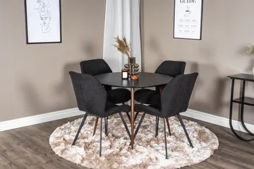 Ridones Spisegruppe Rundt inkl. 4 Sumoas Stoler - Svart/Brun - Møbler - Bord - Spisegruppe