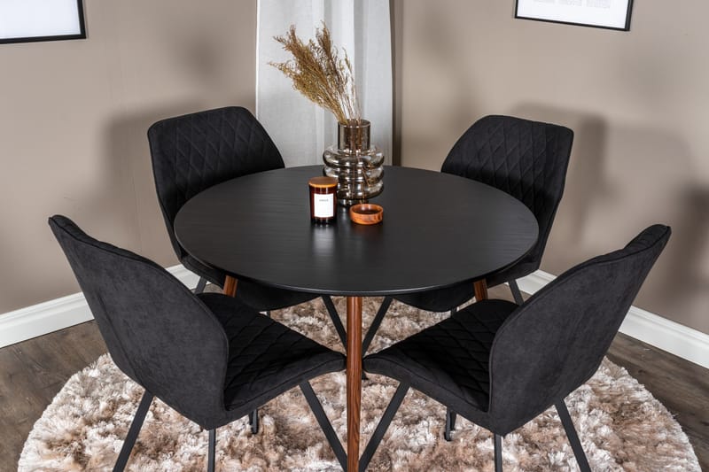 Ridones Spisegruppe Rundt inkl. 4 Sumoas Stoler - Svart/Brun - Møbler - Bord - Spisegruppe