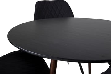 Ridones Spisegruppe Rundt inkl. 4 Sumoas Stoler - Svart/Brun - Møbler - Bord - Spisegruppe