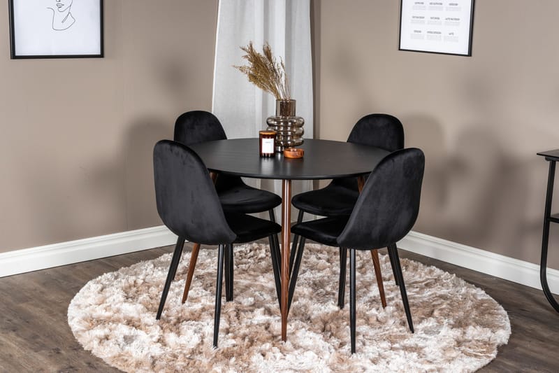 Ridones Spisegruppe Rundt inkl. 4 Pontus Stoler - Svart/Brun - Møbler - Bord - Spisegruppe