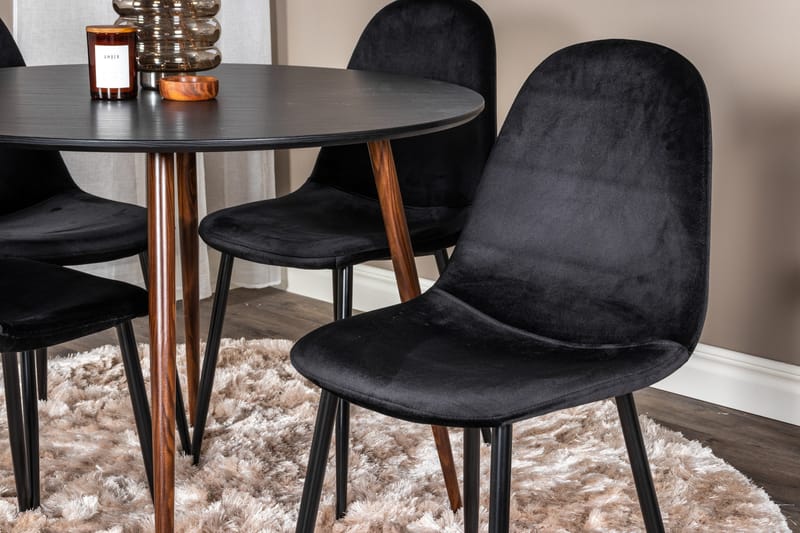 Ridones Spisegruppe Rundt inkl. 4 Pontus Stoler - Svart/Brun - Møbler - Bord - Spisegruppe