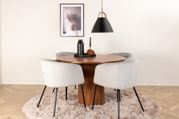 Rundt Bianca Spisebord med 4 stk Berit Spisestol - Møbler - Bord - Spisegruppe