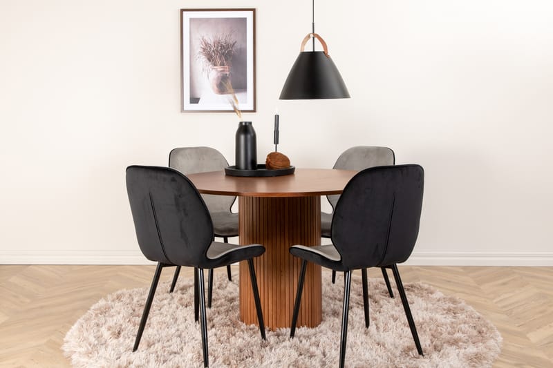 Rundt Bianca Spisebord med 4 stk Emma Spisestol - Møbler - Bord - Spisegruppe