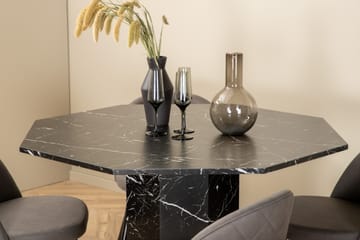 Rundt Marbs Spisebord med 4 stk Velvet Spisestol - Møbler - Bord - Spisegruppe