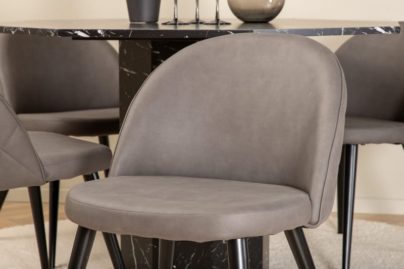 Rundt Marbs Spisebord med 4 stk Velvet Spisestol - Møbler - Bord - Spisegruppe