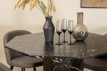 Rundt Marbs Spisebord med 4 stk Velvet Spisestol - Møbler - Bord - Spisegruppe