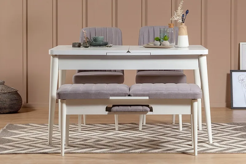 Shundrea Spisegruppe 4 deler 75 cm, Hvit