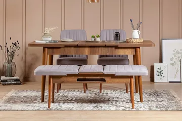 Shundrea Spisegruppe 4 deler 75 cm - Valnøtt - Møbler - Bord - Spisegruppe