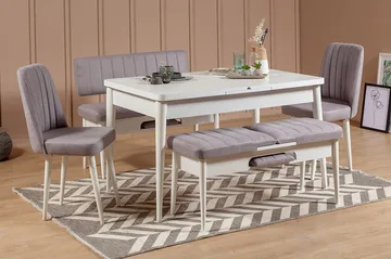 Shundrea Spisegruppe 5 deler 75 cm - Hvit - Møbler - Bord - Spisegruppe