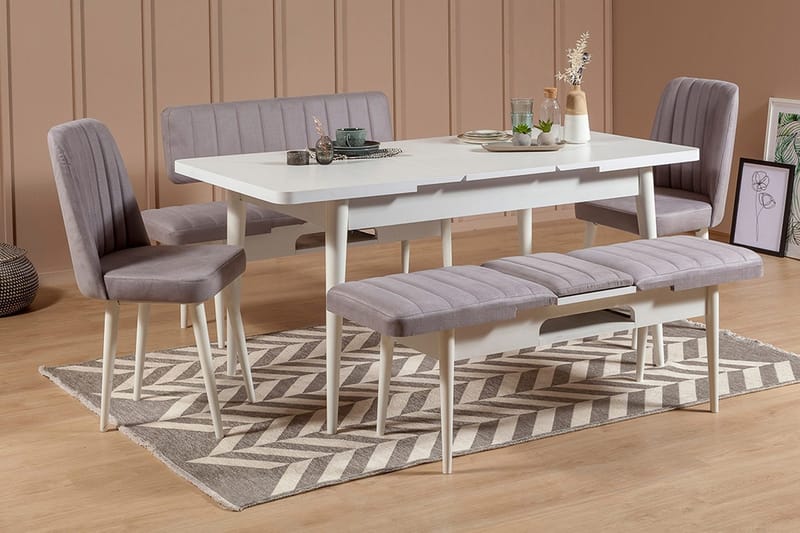Shundrea Spisegruppe 5 deler 75 cm - Hvit - Møbler - Bord - Spisegruppe
