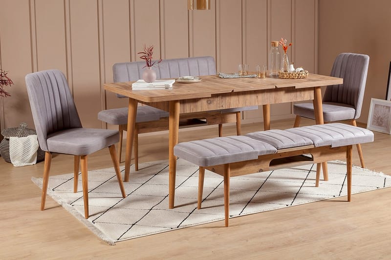 Shundrea spisegruppe 5 deler 75 cm - Tre/natur - Møbler - Bord - Spisegruppe