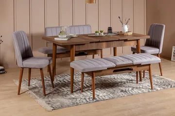 Shundrea Spisegruppe 5 deler 75 cm - Valnøtt - Møbler - Bord - Spisegruppe