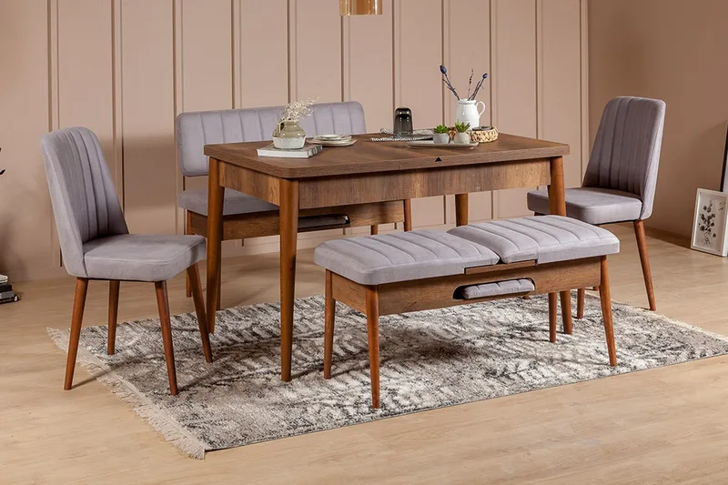 Shundrea Spisegruppe 5 deler 75 cm, Valnøtt