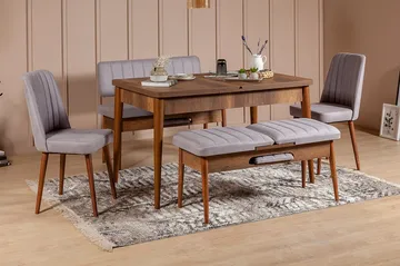 Shundrea Spisegruppe 5 deler 75 cm - Valnøtt - Møbler - Bord - Spisegruppe