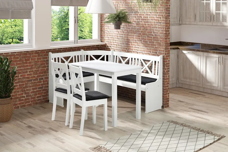 Sialana Kjøkkenmøbelsett - Hvit/Svart - Møbler - Bord - Spisegruppe