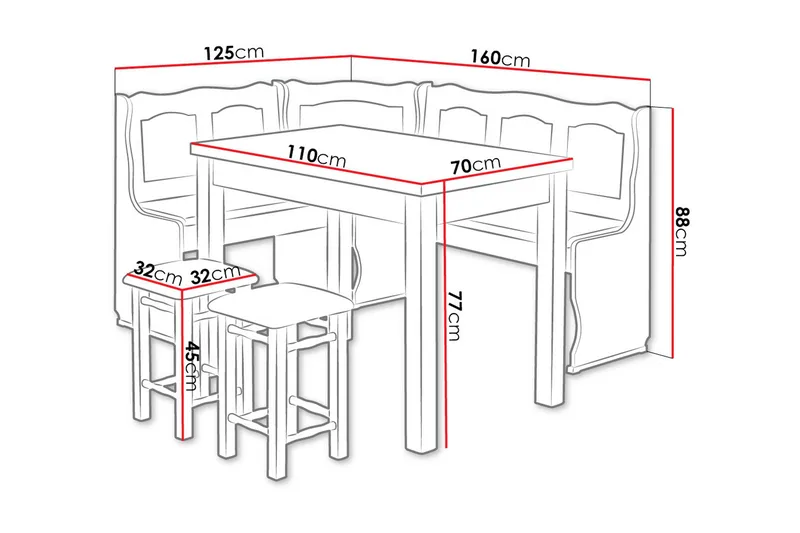 Sialana Kjøkkenmøbelsett - Or - Møbler - Bord - Spisegruppe