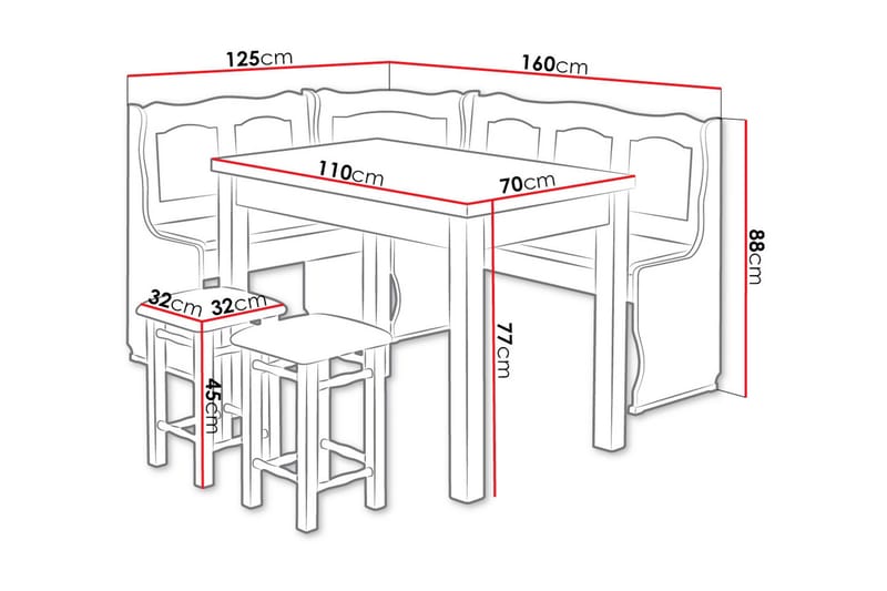Sialana Kjøkkenmøbelsett - Or - Møbler - Bord - Spisegruppe