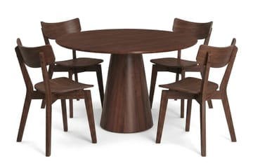 Siena Spisegruppe 110 cm rund i Valnøtt med 4 Amelia spisestoler - Valnøtt - Møbler - Bord - Spisegruppe