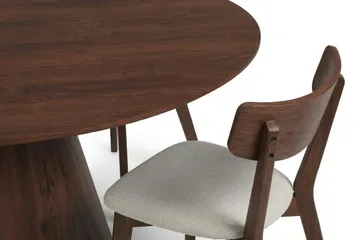 Siena spisegruppe 150 cm rund i valnøtt med 6 Amelia spisestoler med pute - Valnøtt/Beige - Møbler - Bord - Spisegruppe