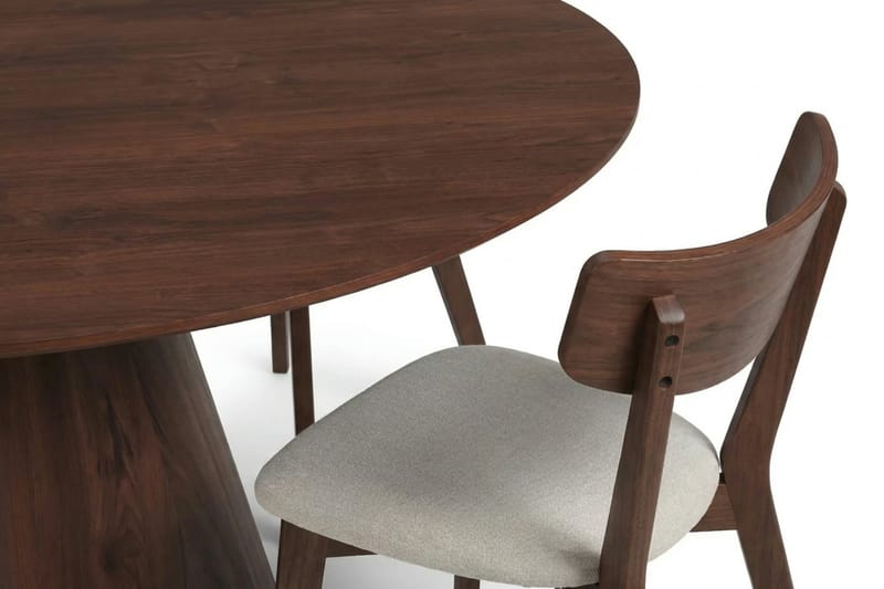 Siena spisegruppe 150 cm rund i valnøtt med 6 Amelia spisestoler med pute - Valnøtt/Beige - Møbler - Bord - Spisegruppe