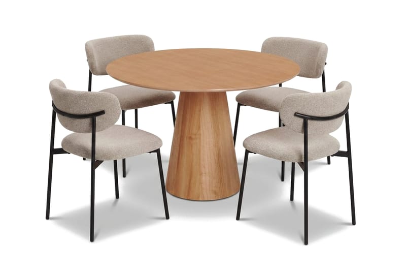 Siena spisegruppe rund 110 cm eik med 4 Lucy spisestoler - Eik - Møbler - Bord - Spisegruppe