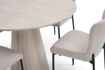 Siena spisegruppe rund 110 cm hvitlasert med 4 Elsie spisestoler - Hvitlasert/beige - Møbler - Bord - Spisegruppe
