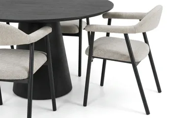 Siena spisegruppe rund 110 cm svart med 4 Ronja spisestoler - Beige/svart - Møbler - Bord - Spisegruppe