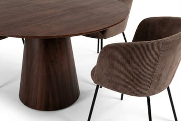 Siena spisegruppe rund 110 cm valnøtt med 4 Berit spisestoler - Valnøtt - Møbler - Bord - Spisegruppe