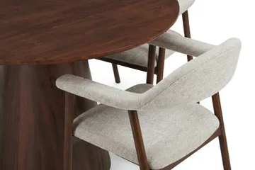 Siena spisegruppe rund 110 cm valnøtt med 4 Ronja spisestoler - Sand/valnøtt - Møbler - Bord - Spisegruppe
