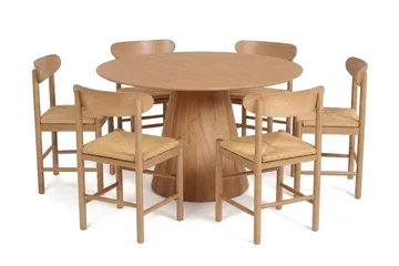 Siena spisegruppe rund 130 cm eik med 6 Malte spisestoler - Møbler - Bord - Spisegruppe