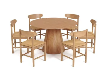 Siena spisegruppe rund 130 cm eik med 6 Malte spisestoler - Møbler - Bord - Spisegruppe