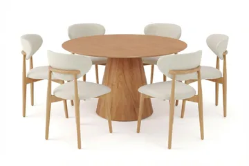 Siena spisegruppe rund 130 cm eik med 6 Molly spisestoler - Eik - Møbler - Bord - Spisegruppe
