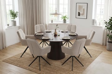 Siena spisegruppe rund 130 cm røkt eik med 6 Torsby spisestoler - Røkt eik - Møbler - Bord - Spisegruppe
