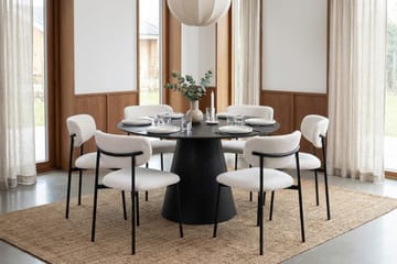 Siena spisegruppe rund 130 cm svart med 6 Lucy spisestoler - Svart - Møbler - Bord - Spisegruppe