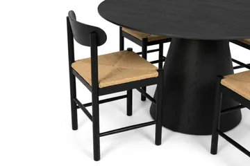 Siena spisegruppe rund 130 cm svart med 6 Malte spisestoler - Møbler - Bord - Spisegruppe