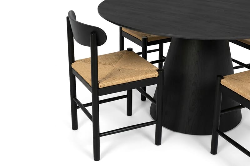 Siena spisegruppe rund 130 cm svart med 6 Malte spisestoler - Møbler - Bord - Spisegruppe