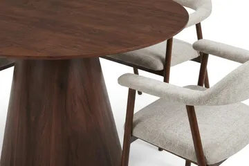 Siena spisegruppe rund 130 cm valnøtt med 4 Ronja spisestoler - Sand/valnøtt - Møbler - Bord - Spisegruppe