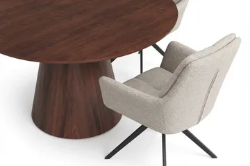 Siena spisegruppe rund 130 cm valnøtt med 6 Torsby spisestoler - Valnøtt - Møbler - Bord - Spisegruppe