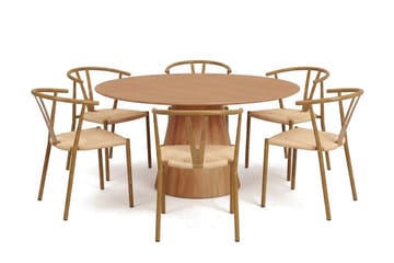 Siena spisegruppe rund 150 cm eik med 6 Elysia spisestoler - Eik - Møbler - Bord - Spisegruppe