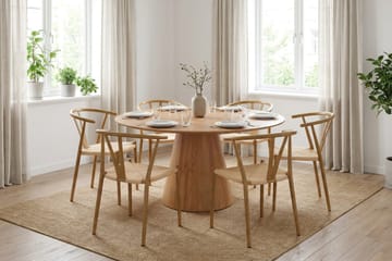 Siena spisegruppe rund 150 cm eik med 6 Elysia spisestoler - Eik - Møbler - Bord - Spisegruppe