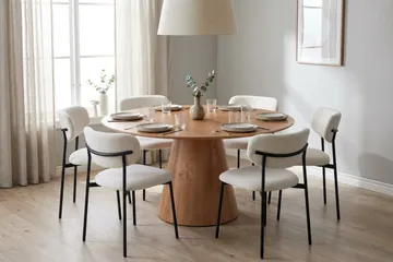 Siena spisegruppe rund 150 cm eik med 6 Lucy spisestoler - Eik - Møbler - Bord - Spisegruppe