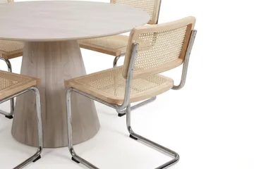 Siena spisegruppe rund 150 cm hvitlasert med 6 Build spisestoler - Hvitlasert/natur/krom - Møbler - Bord - Spisegruppe